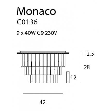 MAXlight Monaco Plafon 9xG9 42cm C0136