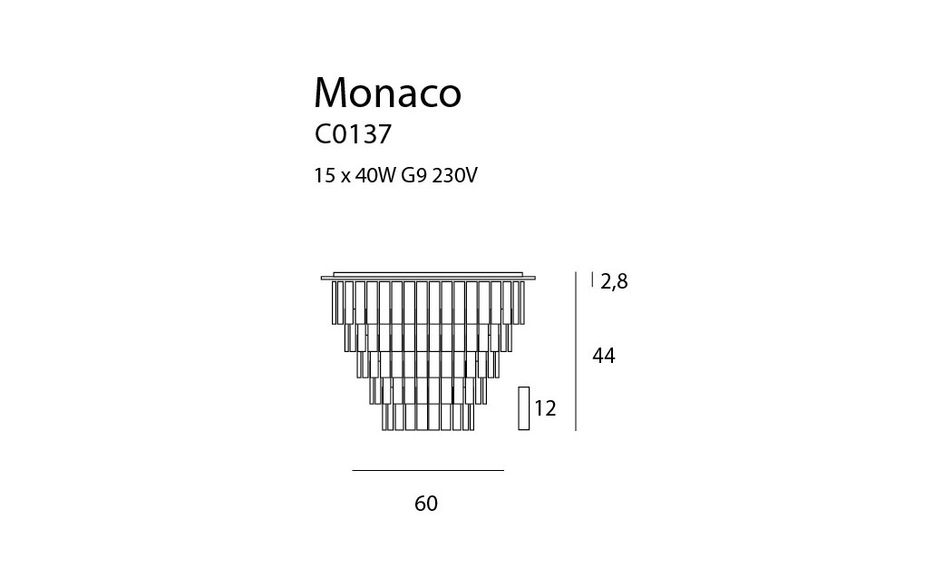 MAXlight Monaco Plafon 15xG9 60cm C0137
