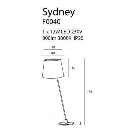 MAXlight Sydney Floor Floor 1x12W LED 800lm 3000K F0040.