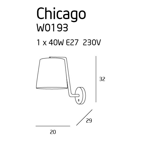 MAXlight Chicago Kinkiet Biały 1xE27 W0193