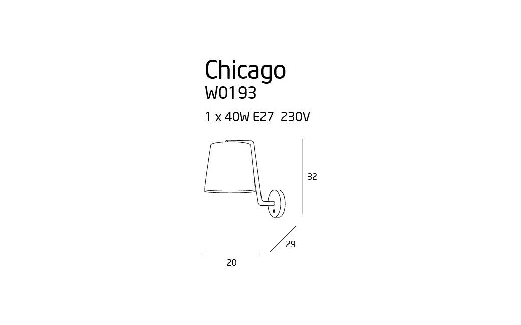 MAXlight Chicago Kinkiet Biały 1xE27 W0193