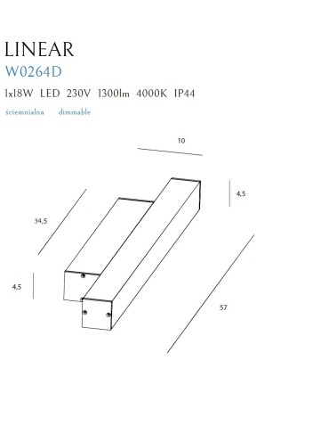 Maxlight Kinkiet Linear IP44 Black 18W 4000K Ściemnialny W0264 - produkt 2