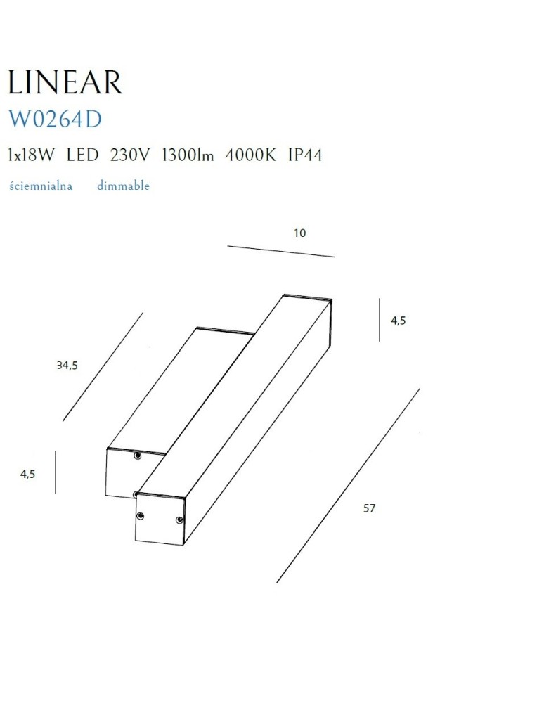 Bathroom wall lamps - Maxlight Linear wall lamp IP44 Black 18W 4000K Dimmable W0264. - product kolory-swiatla.pl 2