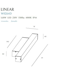Maxlight Linear wall lamp IP44 Black 18W 4000K Dimmable W0264. - product 2
