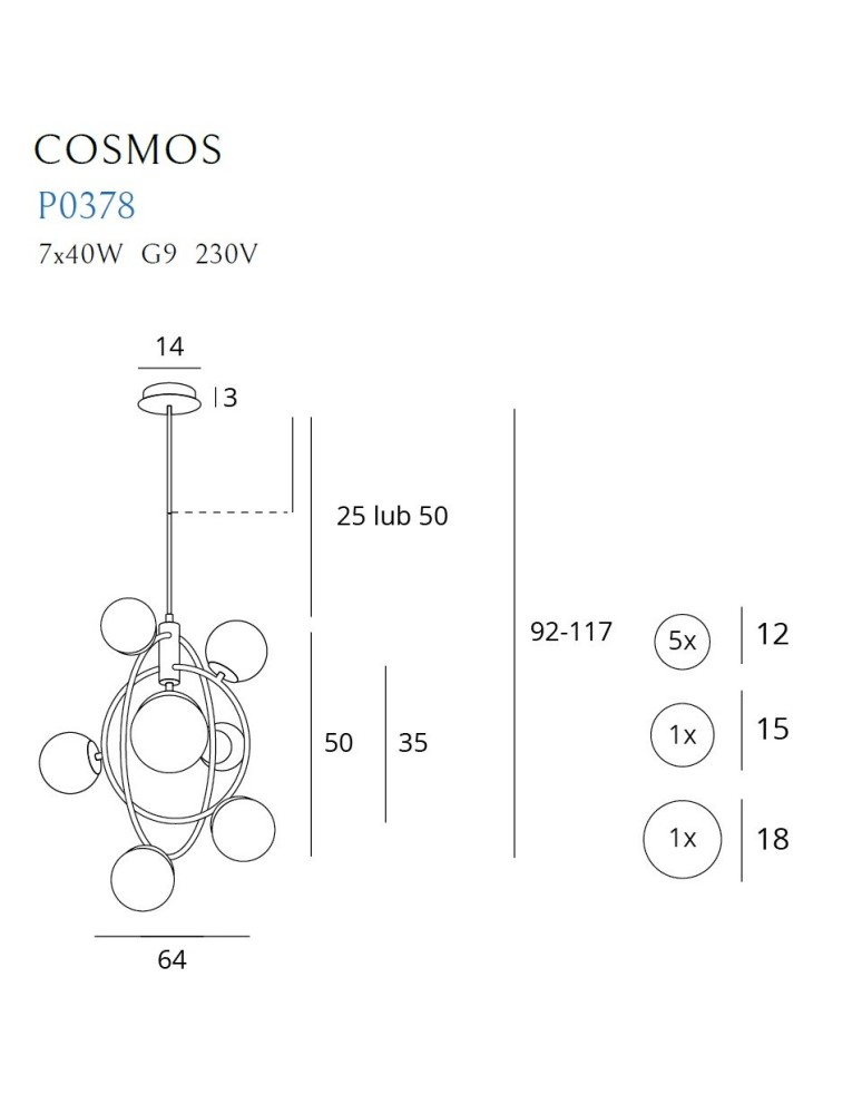 Pendant lamps - Maxlight Cosmos P0378 Pendant Lamp. - product kolory-swiatla.pl 4
