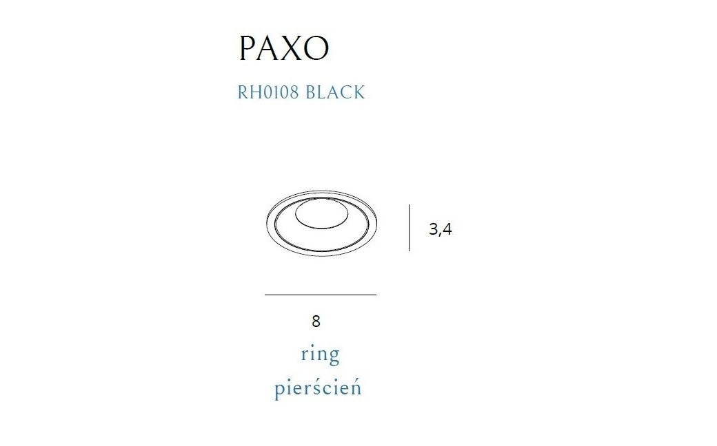MAXlight BLACK Pierścień Ozdobny do oprawy wpustowej PAXO LED CZARNY RH0108 BLACK
