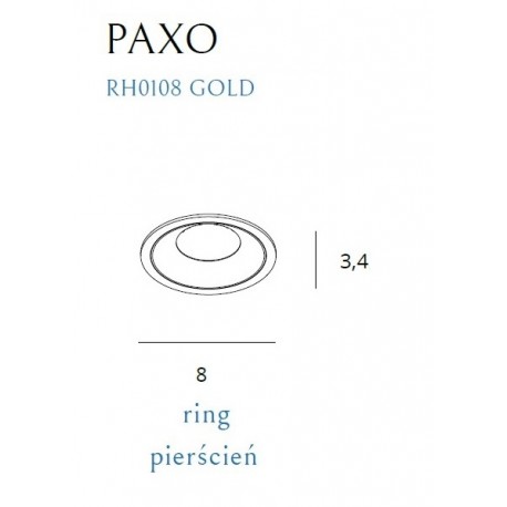 MAXlight GOLD Pierścień Ozdobny do oprawy wpustowej PAXO LED ZŁOTY RH0108 GOLD