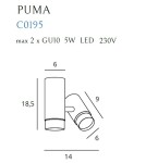 Spotlight ceiling lamps - Maxlight Puma 1 GU10 Ceiling Lamp C0195. - product 3