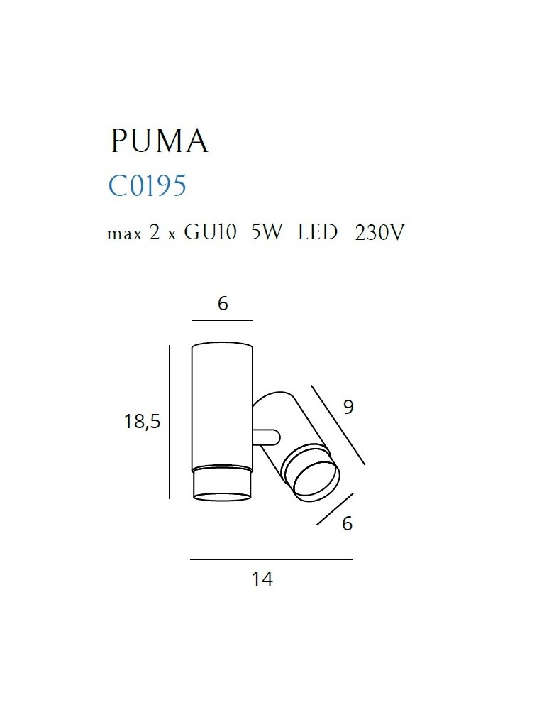 Spotlight ceiling lamps - Maxlight Puma 1 GU10 Ceiling Lamp C0195. - product kolory-swiatla.pl 3