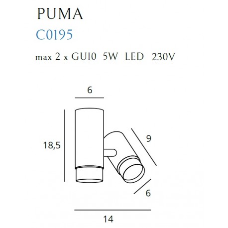 MAXlight Lampa Sufitowa PUMA 1 GU10 5W C0195