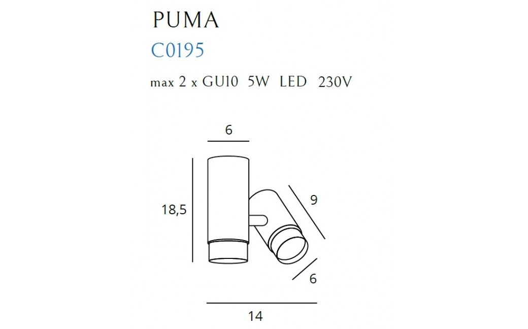 MAXlight Lampa Sufitowa PUMA 1 GU10 5W C0195