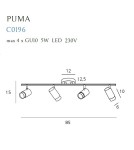 Spotlight ceiling lamps - Maxlight Puma 4 GU10 Ceiling Lamp C0196. - product 3