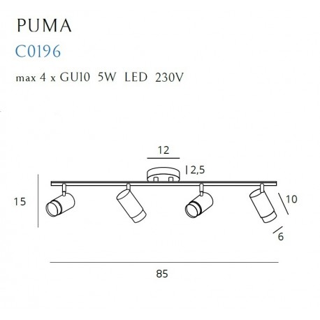 MAXlight Lampa Sufitowa PUMA 4 GU10 5W C0196