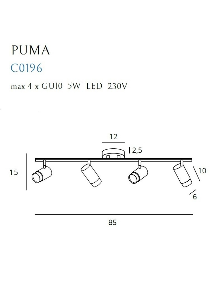 Spotlight ceiling lamps - Maxlight Puma 4 GU10 Ceiling Lamp C0196. - product kolory-swiatla.pl 4