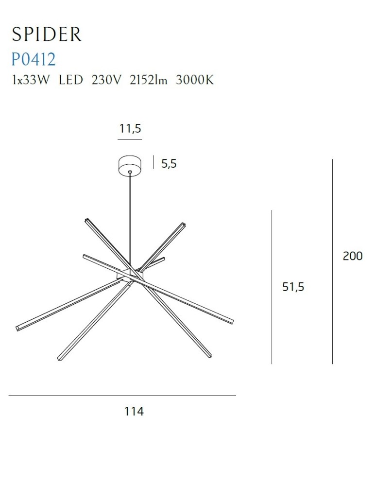 Designer pendant lamps - Maxlight Spider Black Pendant Lamp P0412. - product kolory-swiatla.pl 4