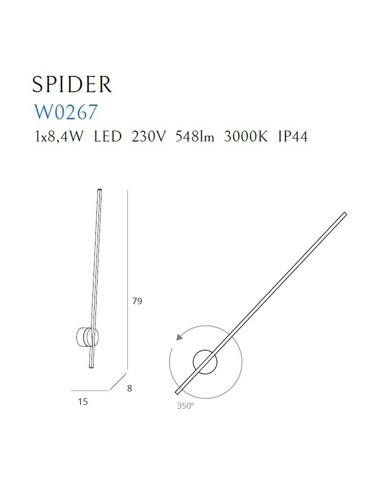 Bathroom wall lamps - Maxlight Wall lamp Spider Black W0267 - product kolory-swiatla.pl 4