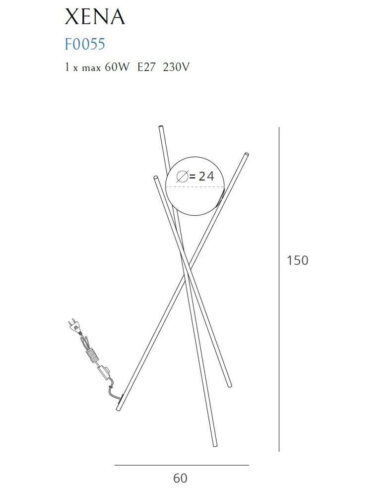 Tripod floor lamps - Maxlight Xena Floor Lamp F0055. - product kolory-swiatla.pl 4