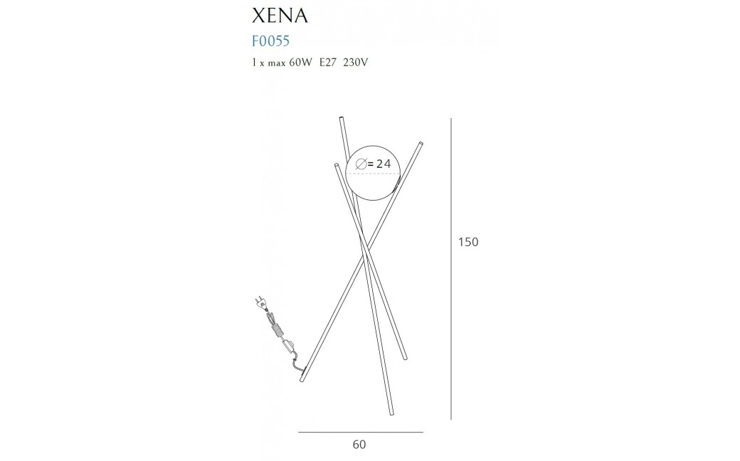 MAXlight Lampa Podłogowa XENA E27 60W F0055