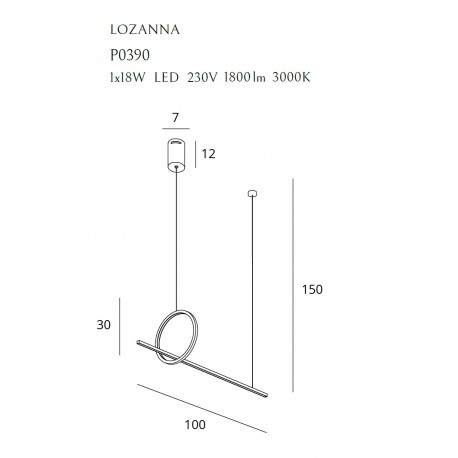 MAXlight wisząca Lozanna LED 18W złoty P0390