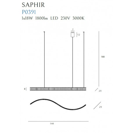 MAXlight wisząca Saphir LED 18W P0391