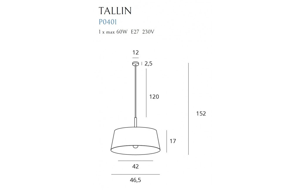 MAXlight wisząca Tallin czarny 1x60W E27 P0401