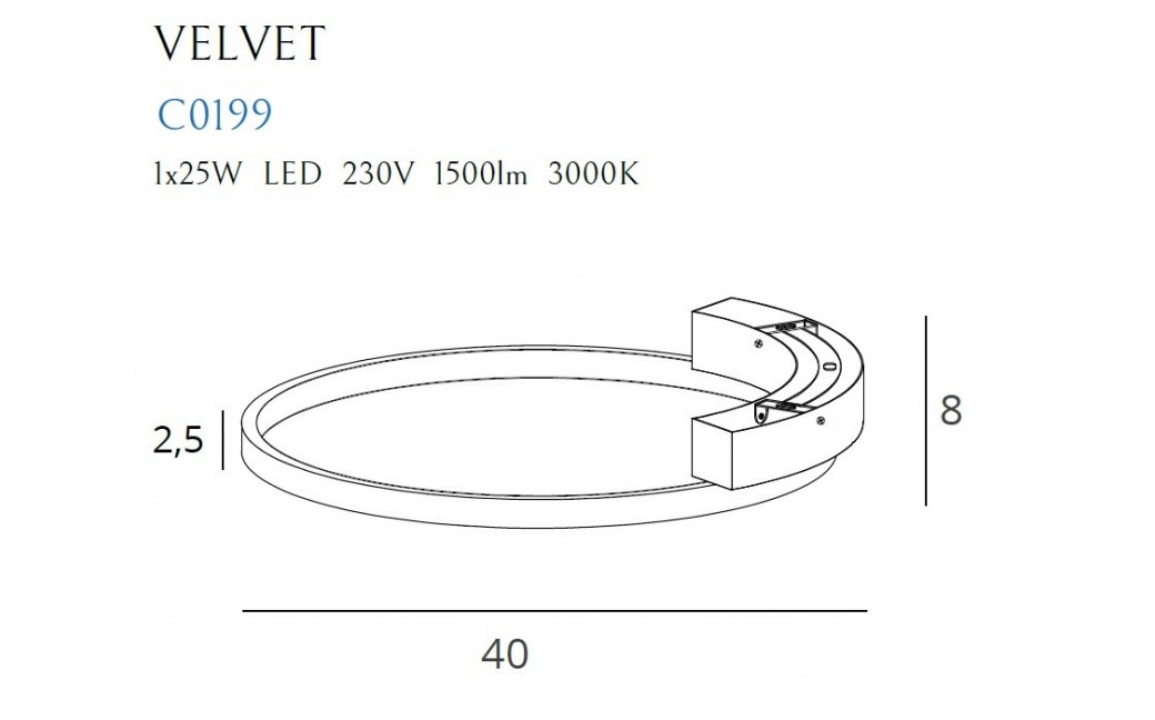 MAXlight plafon Velvet LED 25W 40cm C0199