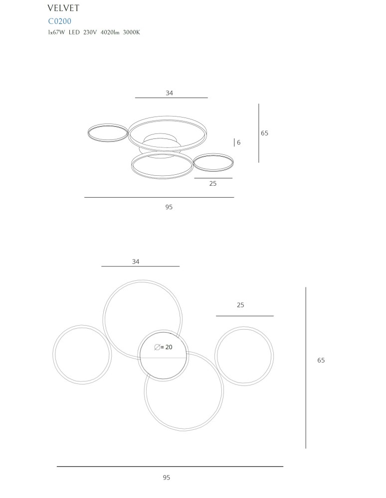 Modern ceiling lamps - Maxlight Plafond Velvet 67W C0200 - product kolory-swiatla.pl 4