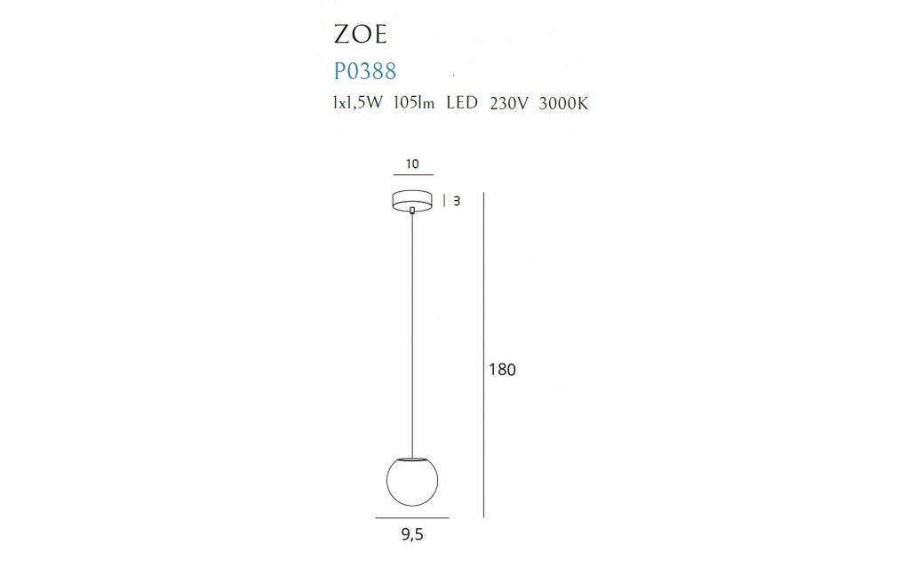 MAXlight wisząca Zoe LED 1x1,5W chromowa P0388