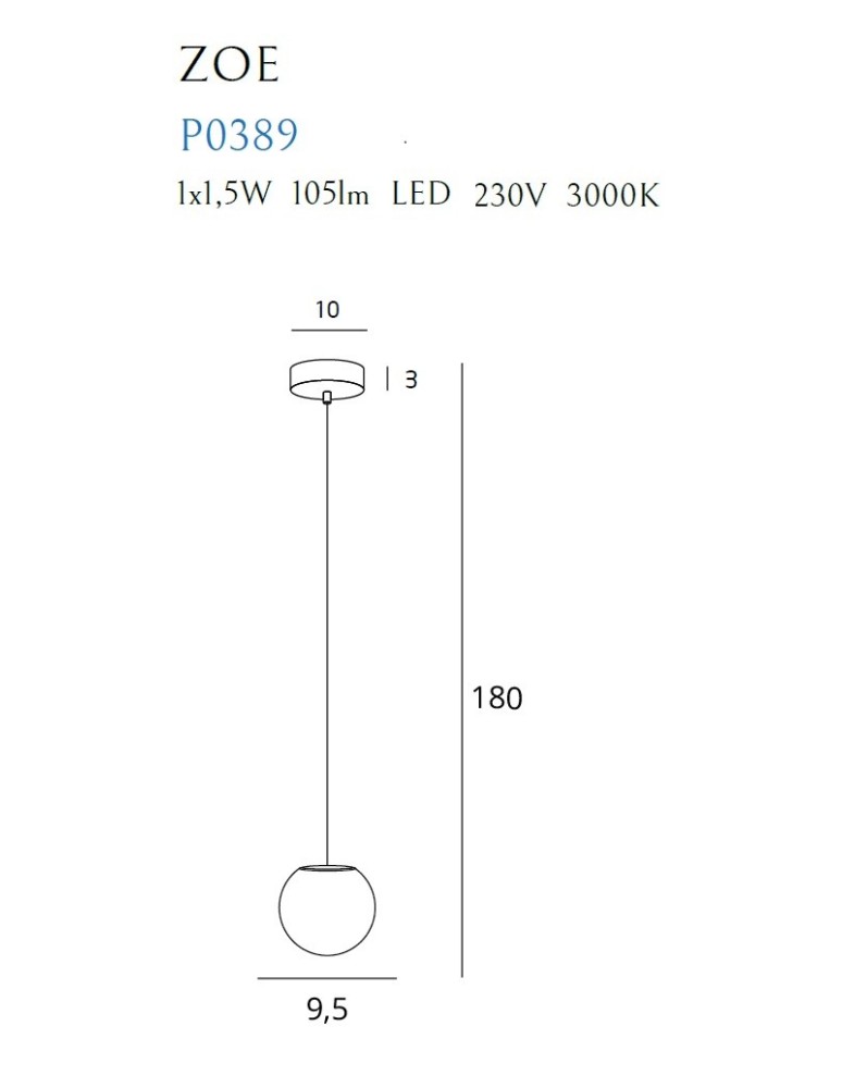 LED pendant lamps - Maxlight Zoe 1X1.5W Gold P0389 Pendant Lamp. - product kolory-swiatla.pl 6