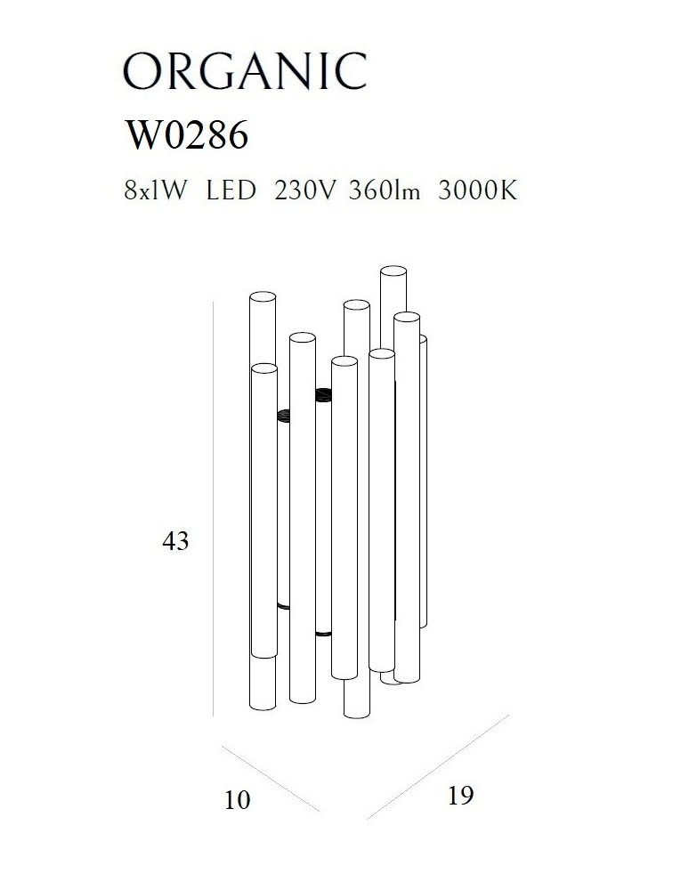 Tube wall lamps - Maxlight Wall lamp Organic Black W0286 - product kolory-swiatla.pl 3
