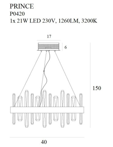 Maxlight Lampa Wisząca Prince Ø 40 cm P0420 - produkt 2