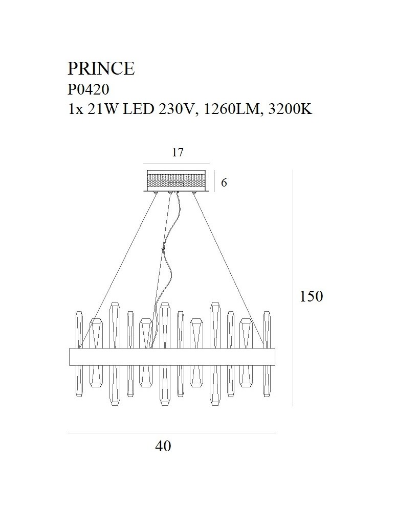Glamour pendant lamps - Maxlight Prince Pendant Lamp Ø 40 cm P0420 - product kolory-swiatla.pl 2