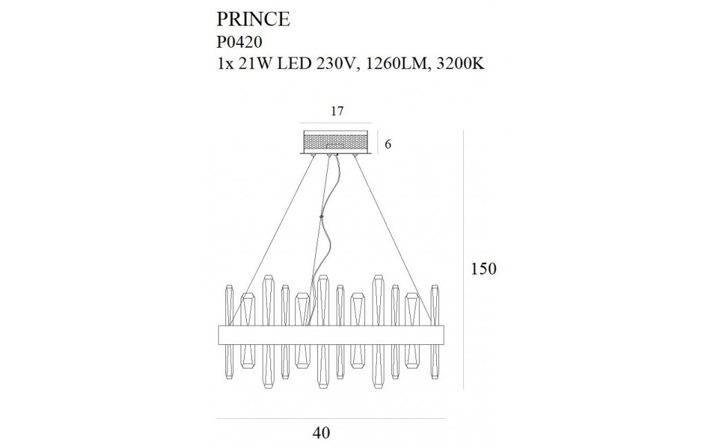 MAXlight Prince LED 21W 1260lm 3200K wisząca P0420
