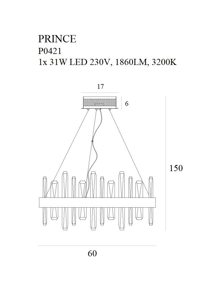 Glamour pendant lamps - Maxlight Prince Pendant Lamp Ø 60 cm P0421 - product kolory-swiatla.pl 2