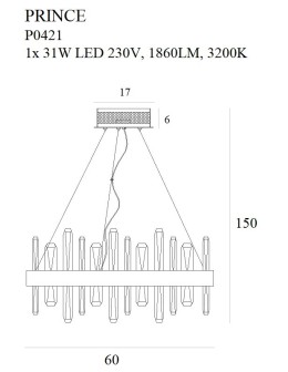 Maxlight Lampa Wisząca Prince Ø 60 cm P0421 - produkt 2