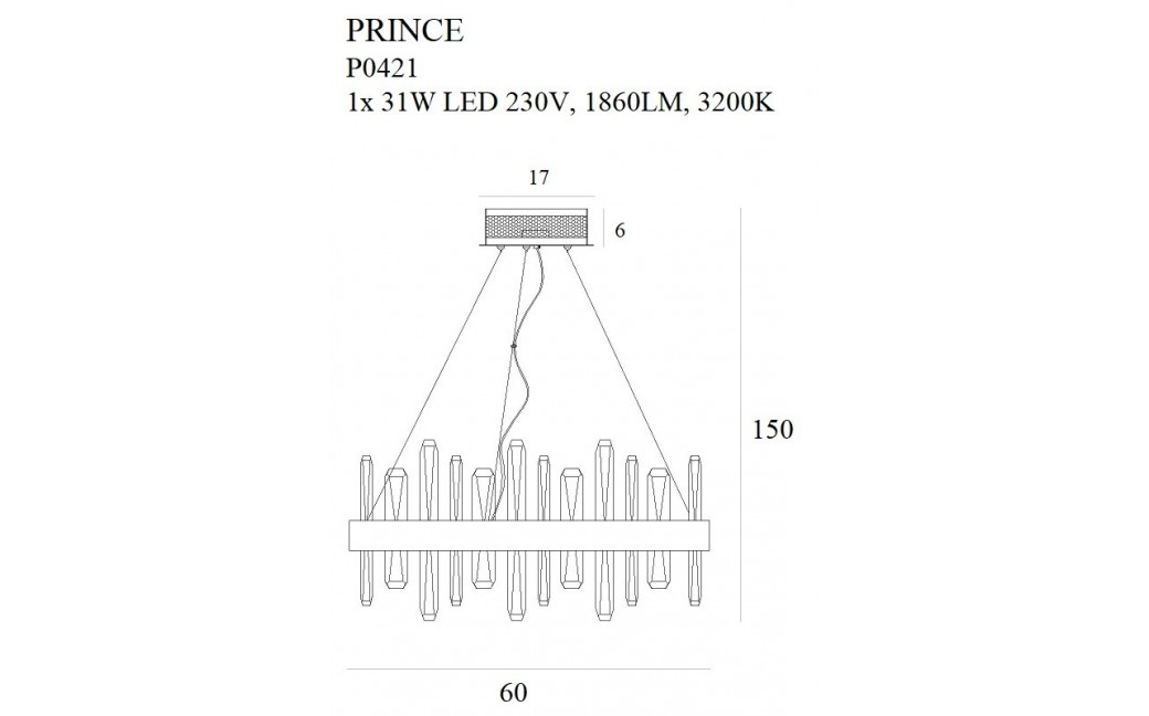 MAXlight Prince LED 31W 1860lm 3200K wisząca P0421