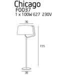 Floor lamps with lampshade - Maxlight Chicago Floor Lamp Chrome + White Lampshade F0037 - product 3