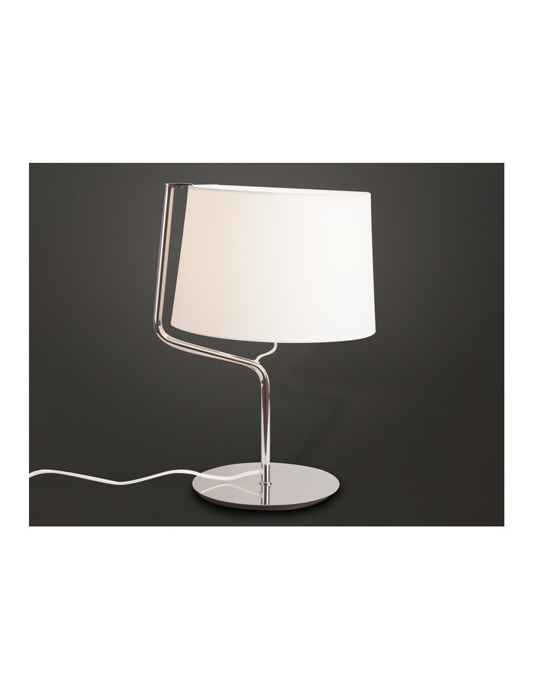 Table lamps with lampshade - Maxlight Chicago Table Lamp Chrome + White Lampshade T0030 - product kolory-swiatla.pl 2
