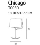 Table lamps with lampshade - Maxlight Chicago Table Lamp Chrome + White Lampshade T0030 - product 3
