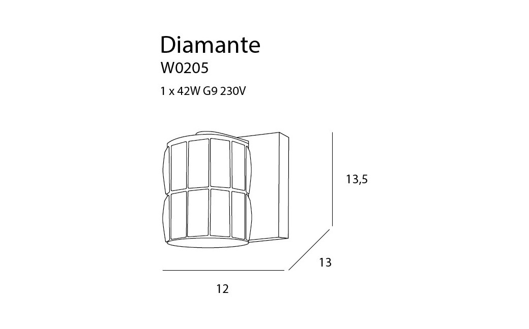 MAXlight Diamante Kinkiet 1xG9 W0205