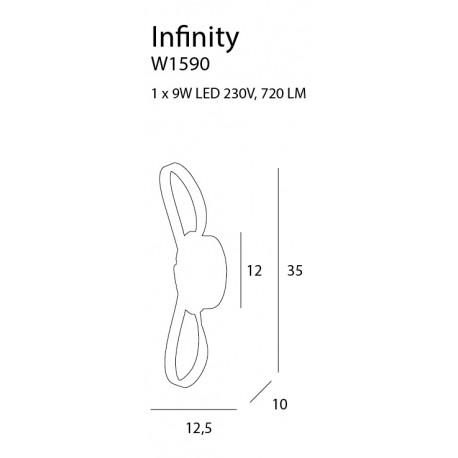 MAXlight Infinity Wall lamp 1x9W 720lm 3000K W1590