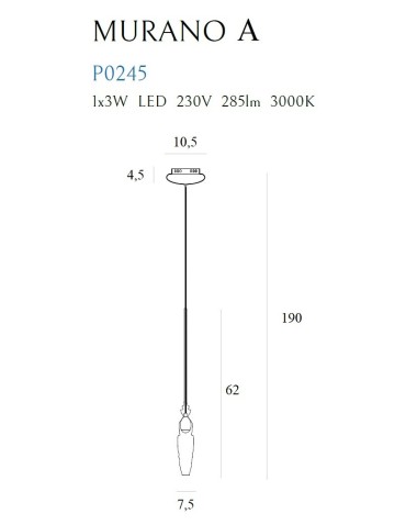 Maxlight Murano A Pendant Lamp P0245 - product 2