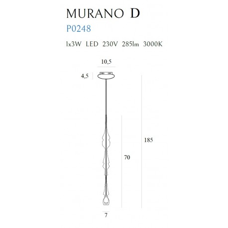 MAXlight Murano D Wisząca 1x3W 285lm 3000K P0248
