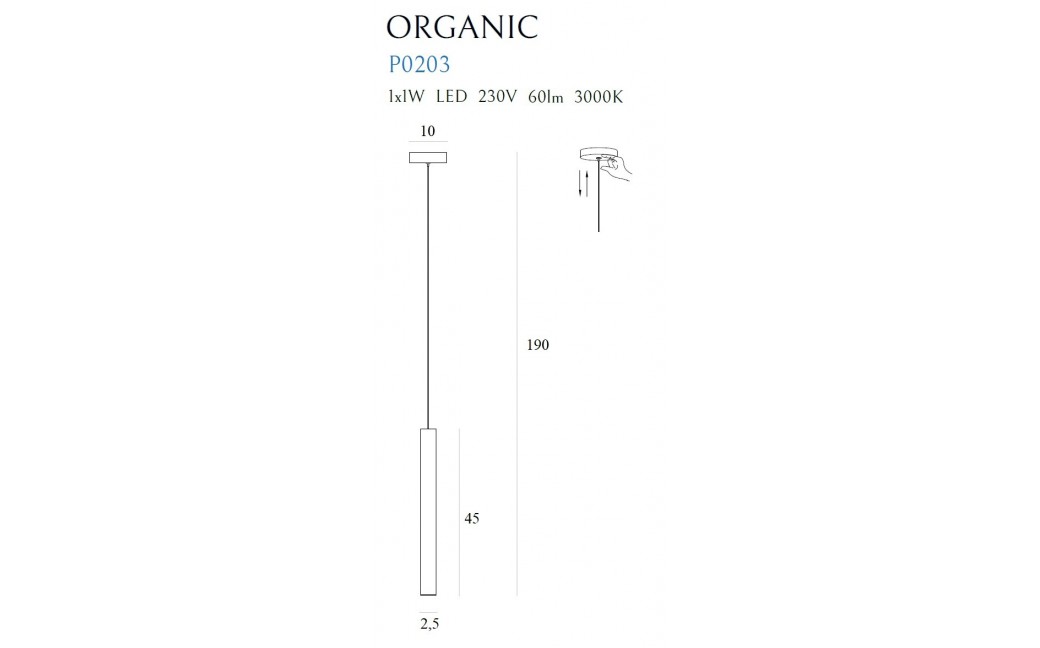 MAXlight Organic Black Pendant 1x1W LED 60lm P0203