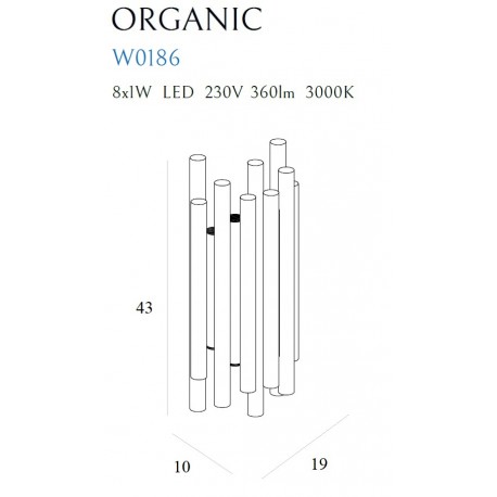MAXlight Organic Chrom Kinkiet 8x1W LED 360lm W0186