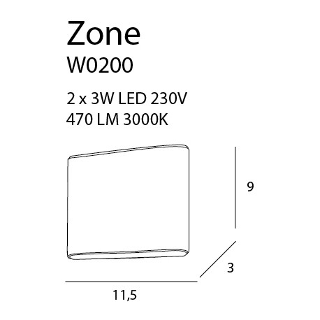 MAXlight Zone IP44 2x3W LED 470lm 3000K W0200