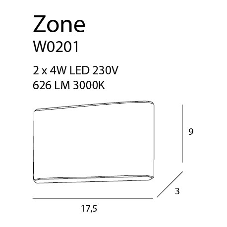 MAXlight Zone IP44 2x4W LED 626lm 3000K W0201