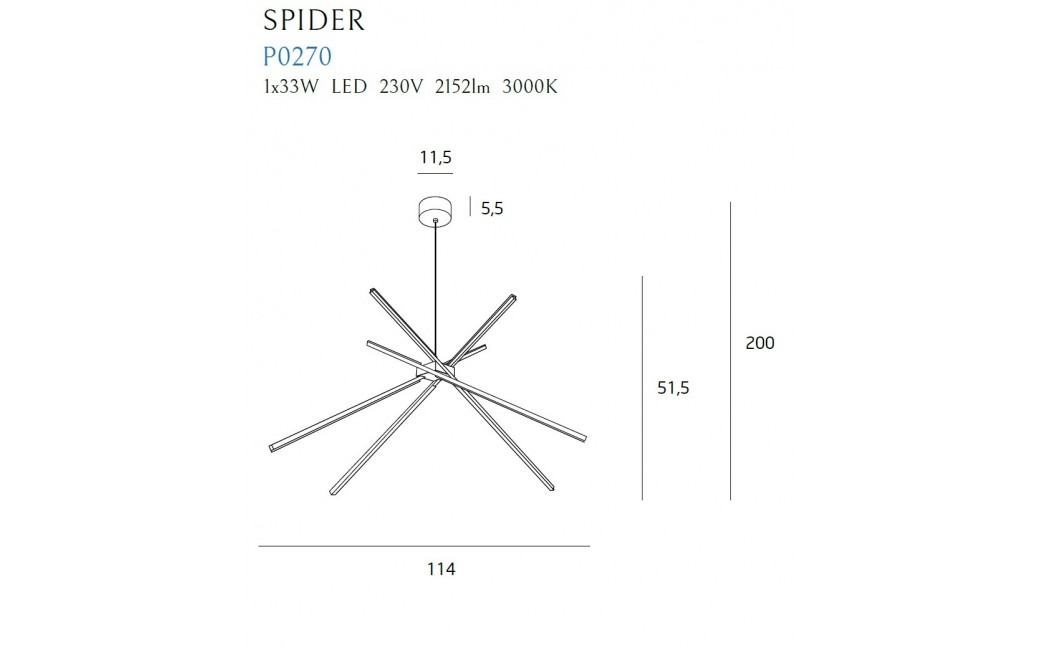 MAXlight Spider Wisząca 33W LED 4290lm P0270