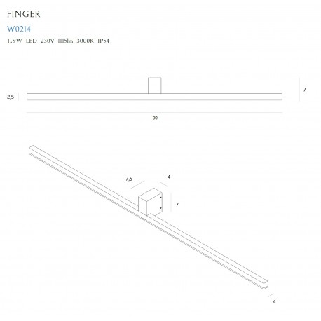 MAXlight Finger Wall lamp 9W 1115lm LED IP54 W0214.