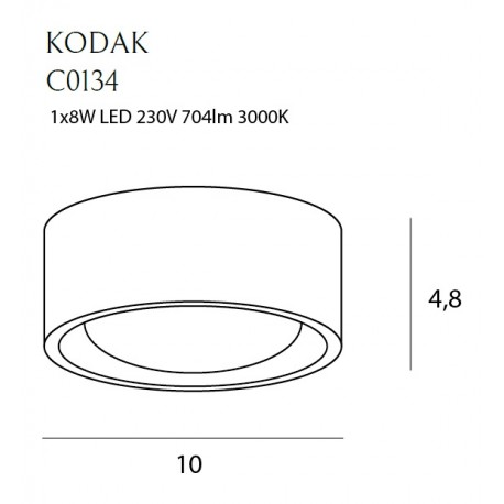 MAXlight Kodak I Plafond 8W LED 704lm C0134.